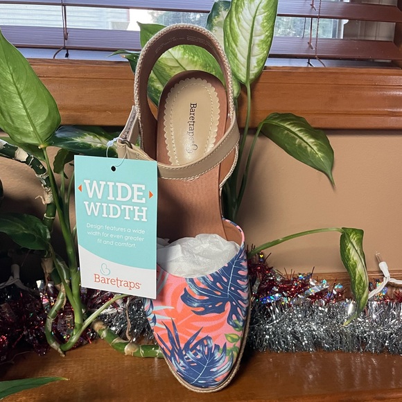 BARETRAPS OCEAN CORK ANKLE STRAP ESPADRILLES CORAL MULTI. SIZE 11W. NEW IN BOX. - Picture 3 of 11